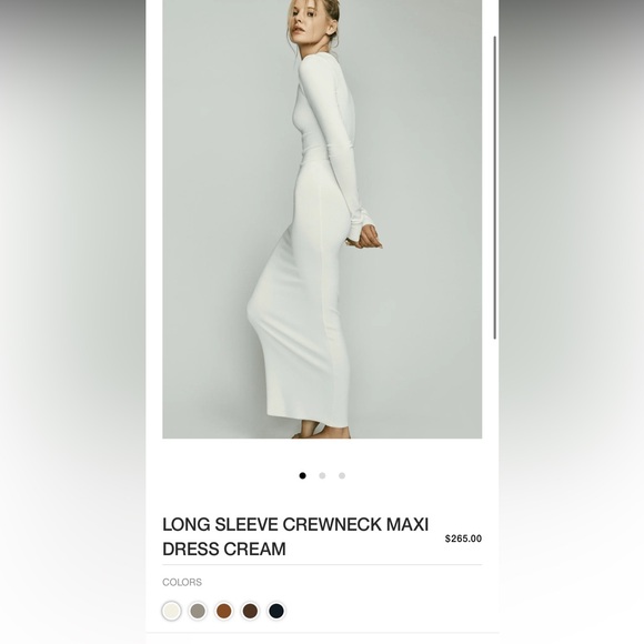 NWOT Eterne LONG SLEEVE CREWNECK MAXI DRESS CREAM - Picture 2 of 3